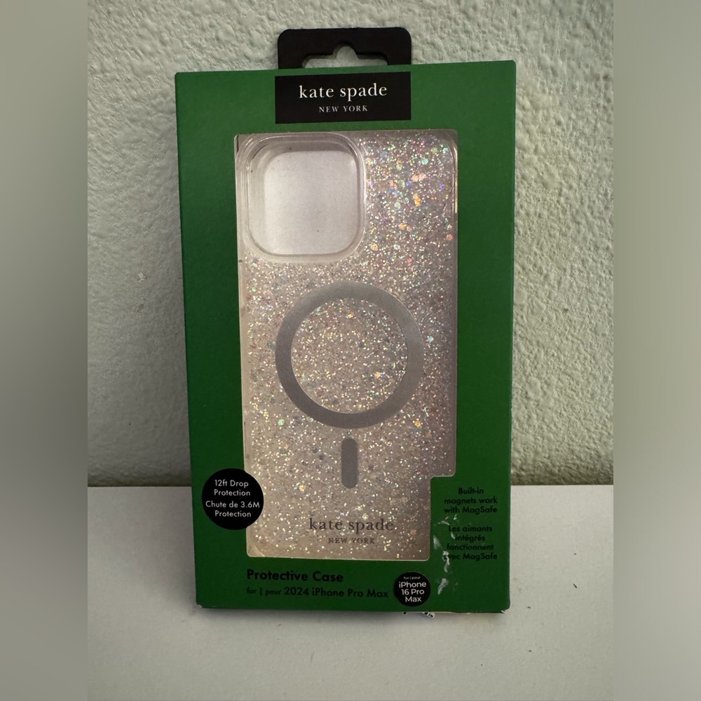 Kate Spade Sparkle MagSafe iPhone 16 Pro Max Protective Case - Glitter Clear